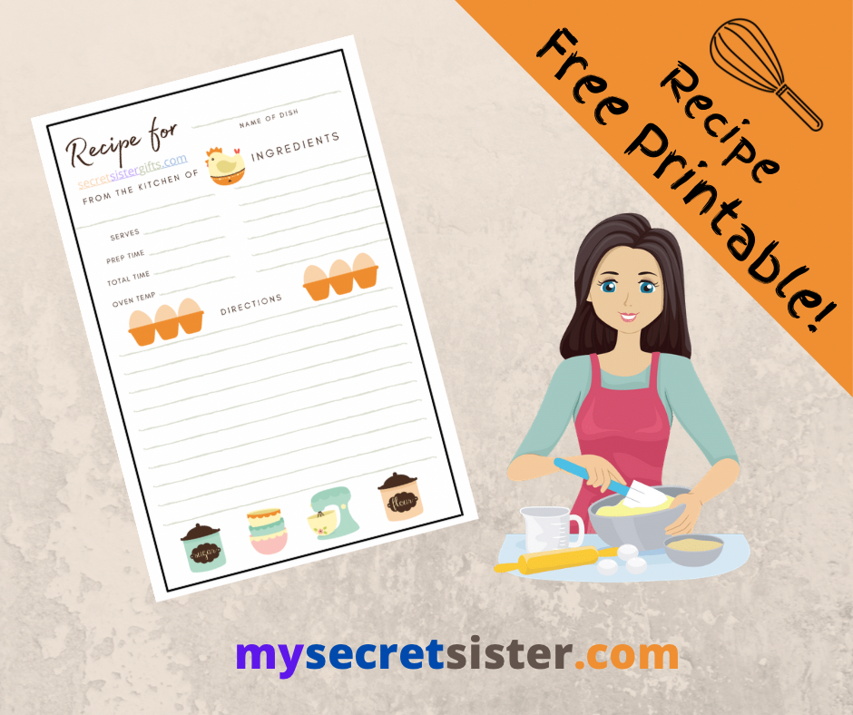 Free Printable Recipe Card for Secret Sisters