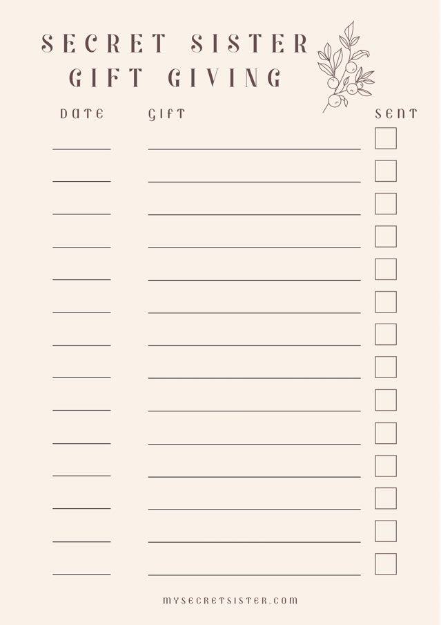 Secret Sister Gift Checklist