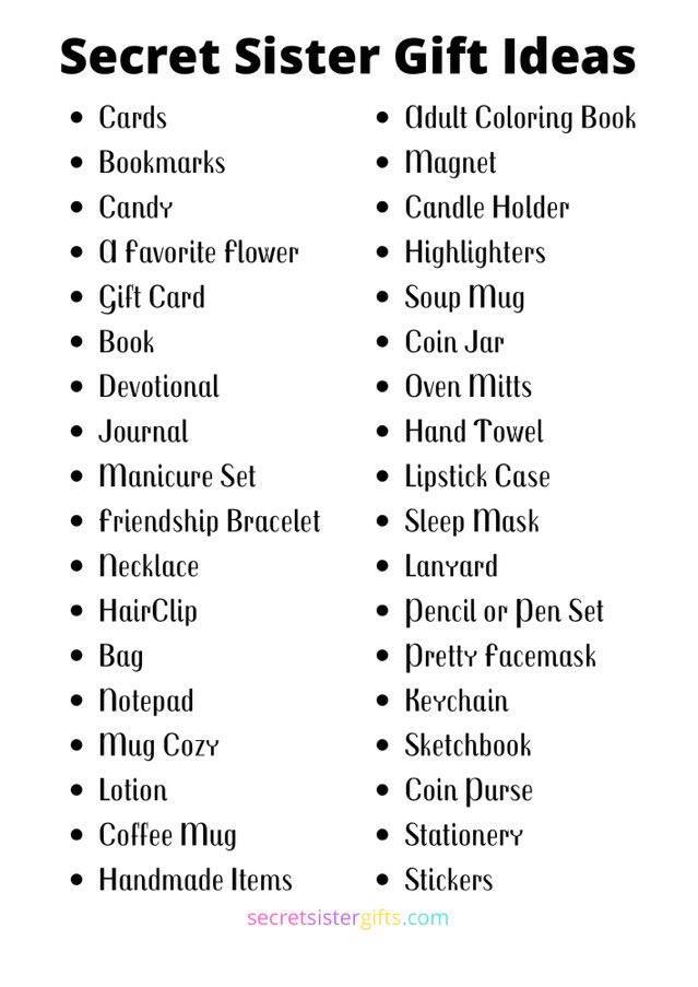 Secret Sister Gift Ideas List