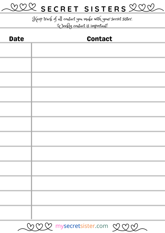 Secret Sister Contact List Record